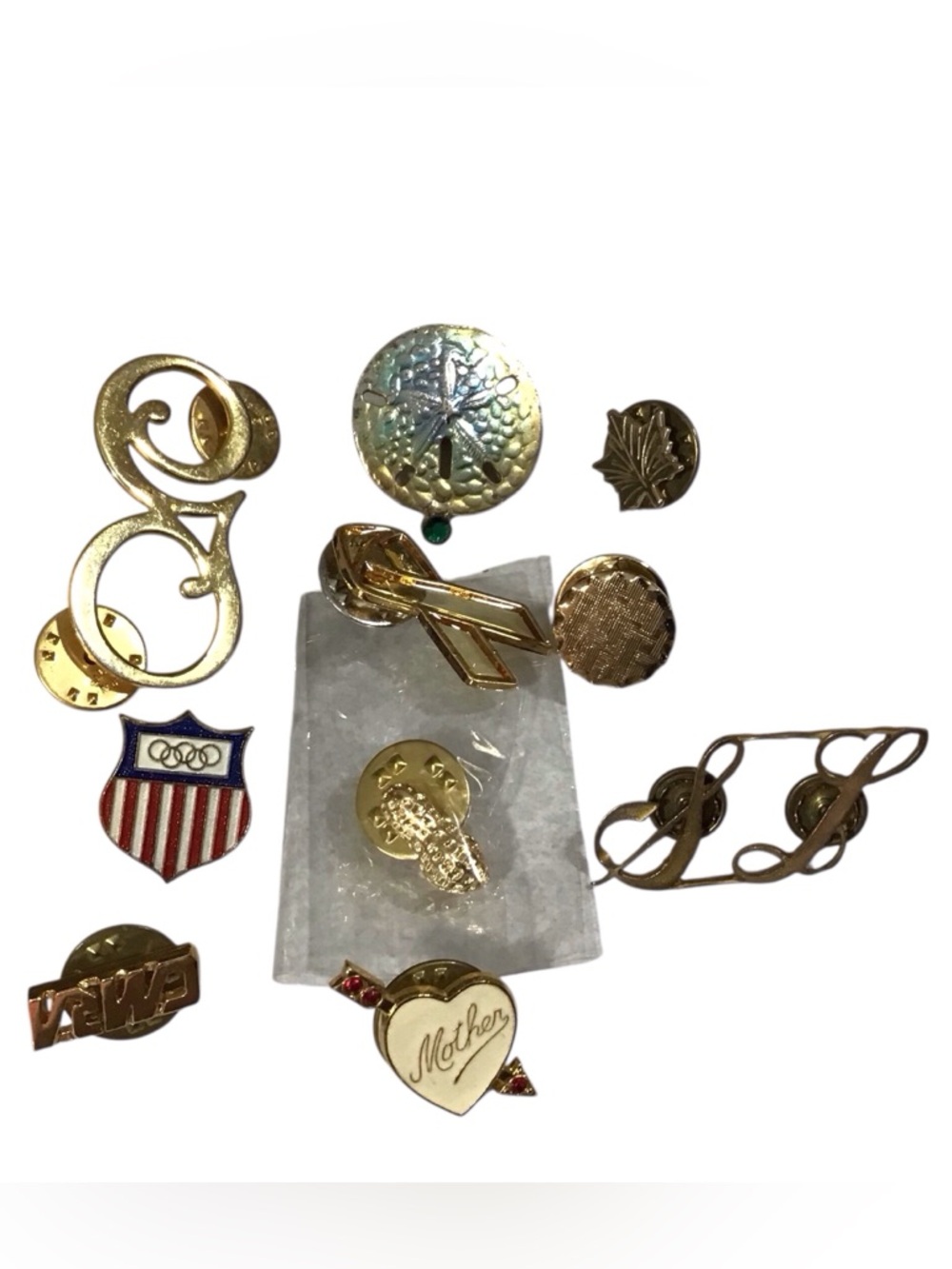 11 Pin back Pins Sand Dollar Olympics Mother Peanut Fashion Jewelry Vintage